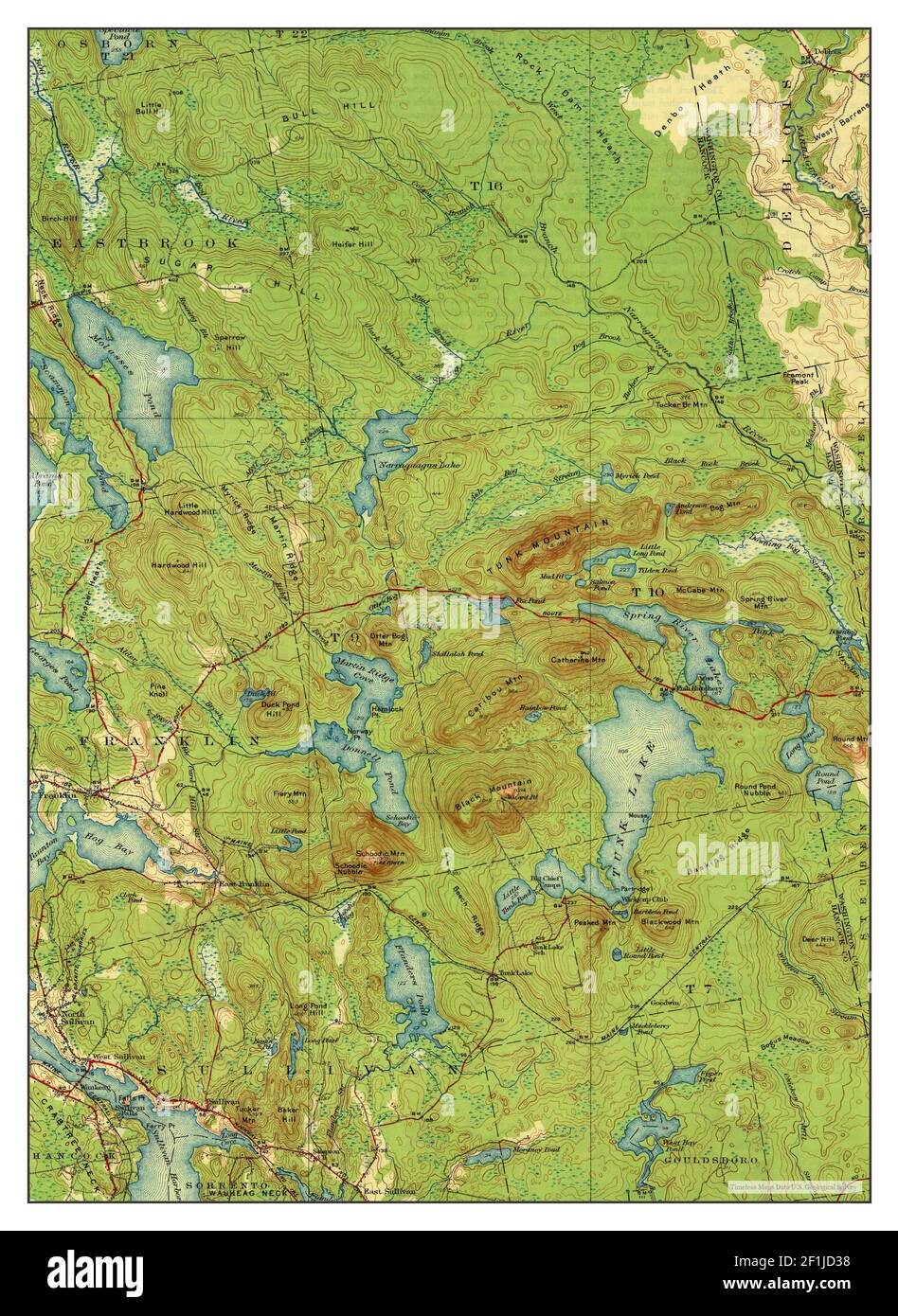 Tunk Lake, Maine, map 1932, 162500, United States of America by Timeless Maps, data U.S