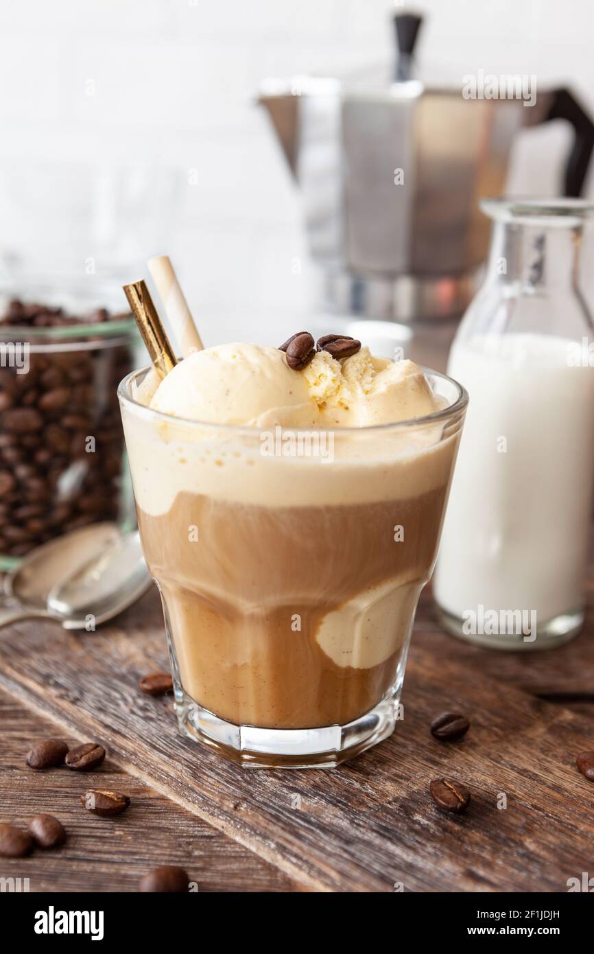 Coffee with vanilla ice cream Stock Photo Alamy