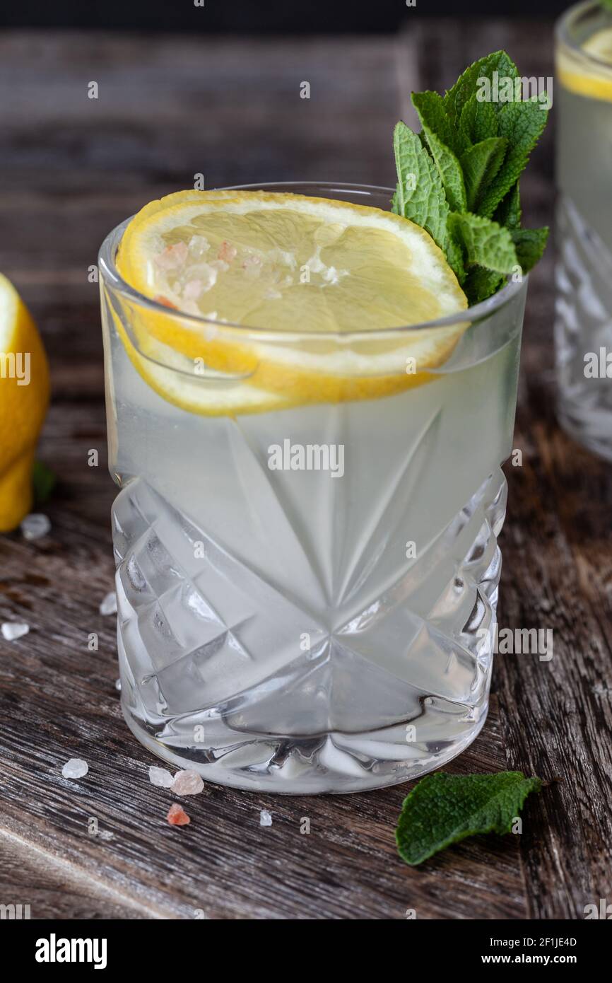 Gin and tonic with lemon Stock Photo Alamy