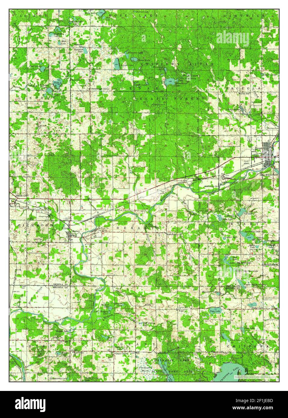 Evart, Michigan, map 1959, 162500, United States of America by