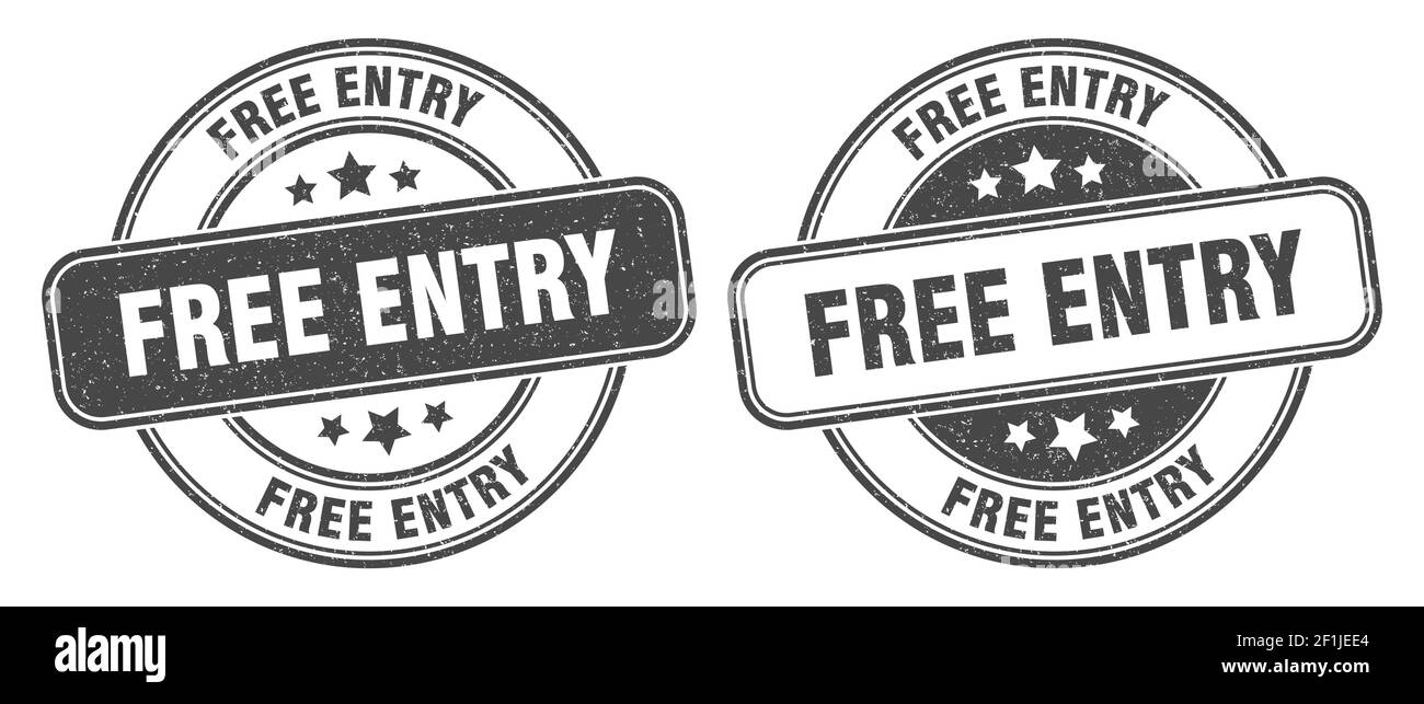 free entry stamp. free entry sign. round grunge label Stock Vector