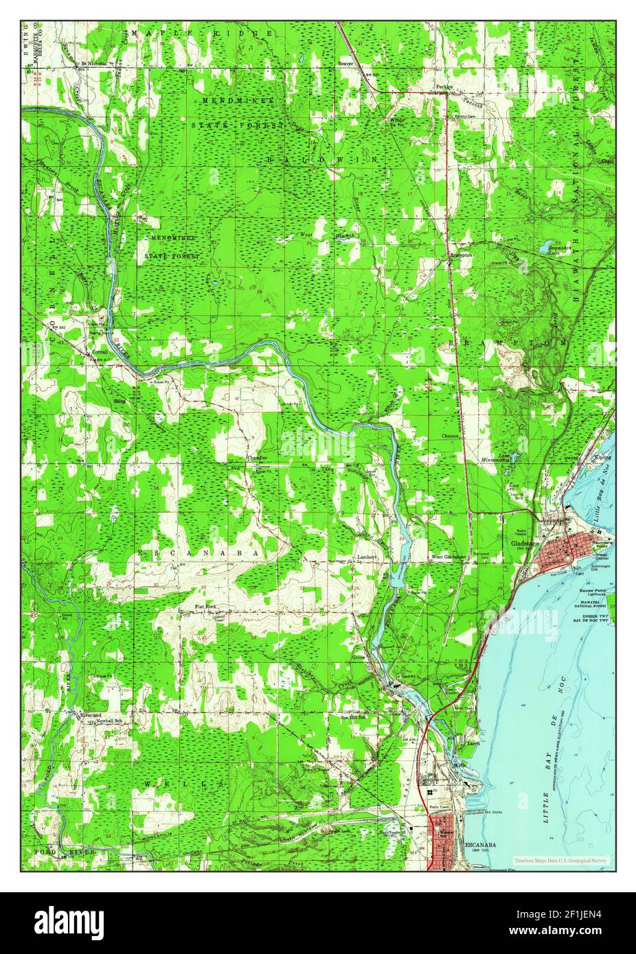 Gladstone, Michigan, map 1958, 162500, United States of America by