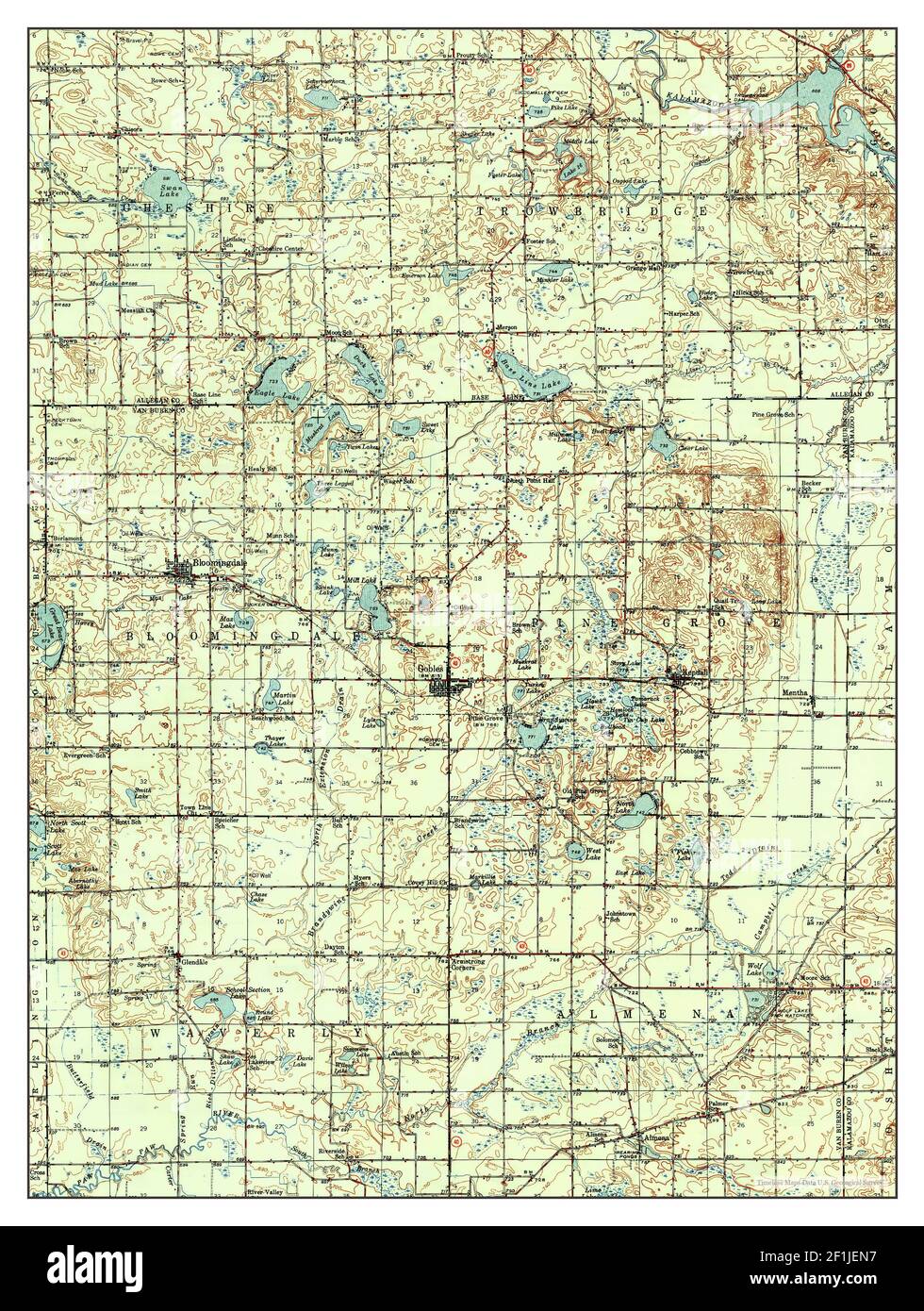 Gobles, Michigan, map 1949, 162500, United States of America by