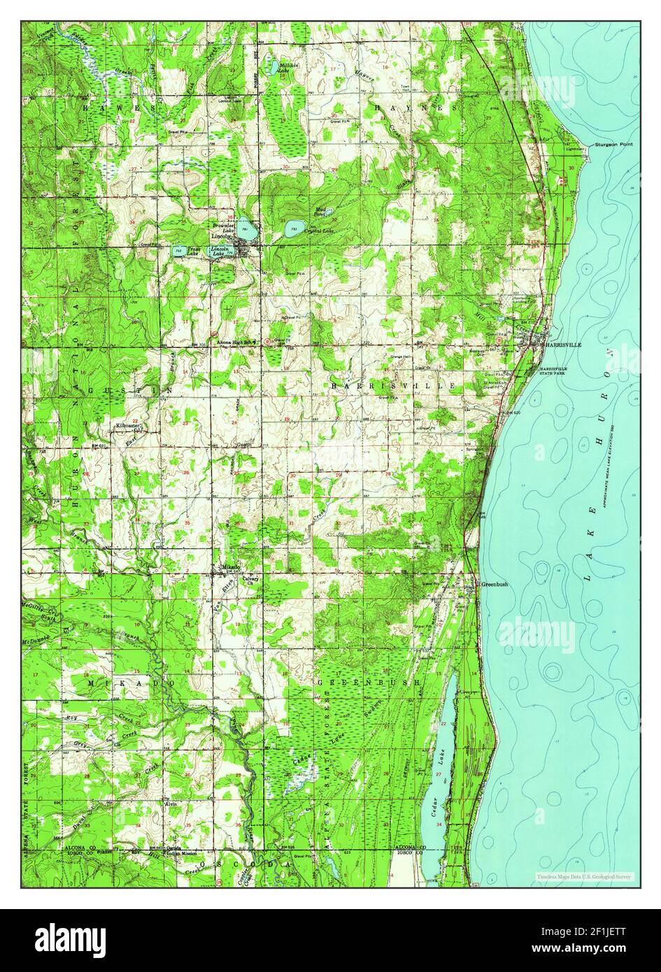 Harrisville, Michigan, map 1959, 1:62500, United States of America by Timeless Maps, data U.S. Geological Survey Stock Photo