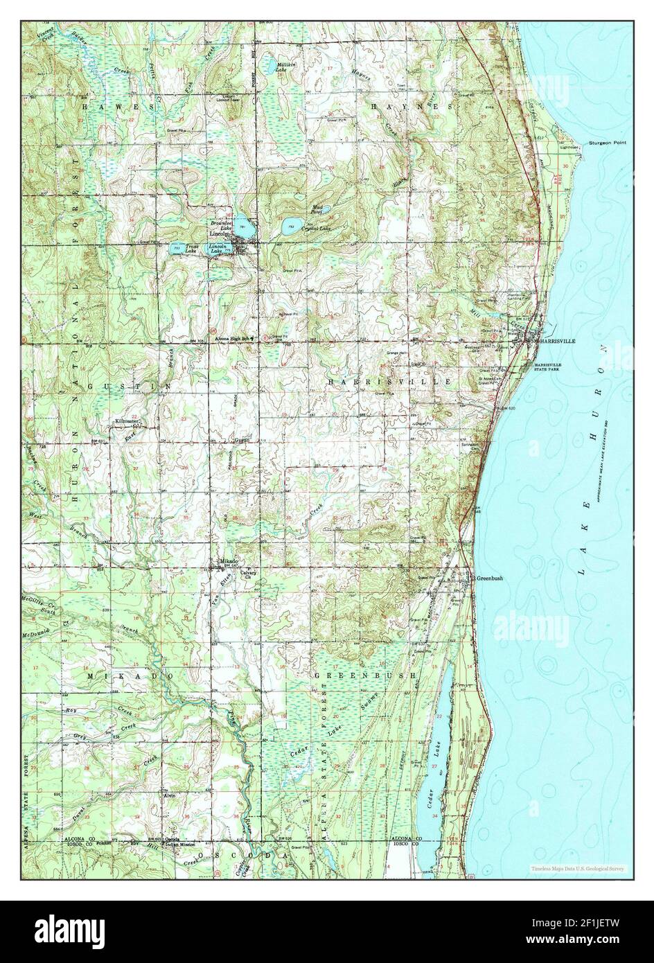 Harrisville, Michigan, map 1959, 1:62500, United States of America by Timeless Maps, data U.S. Geological Survey Stock Photo