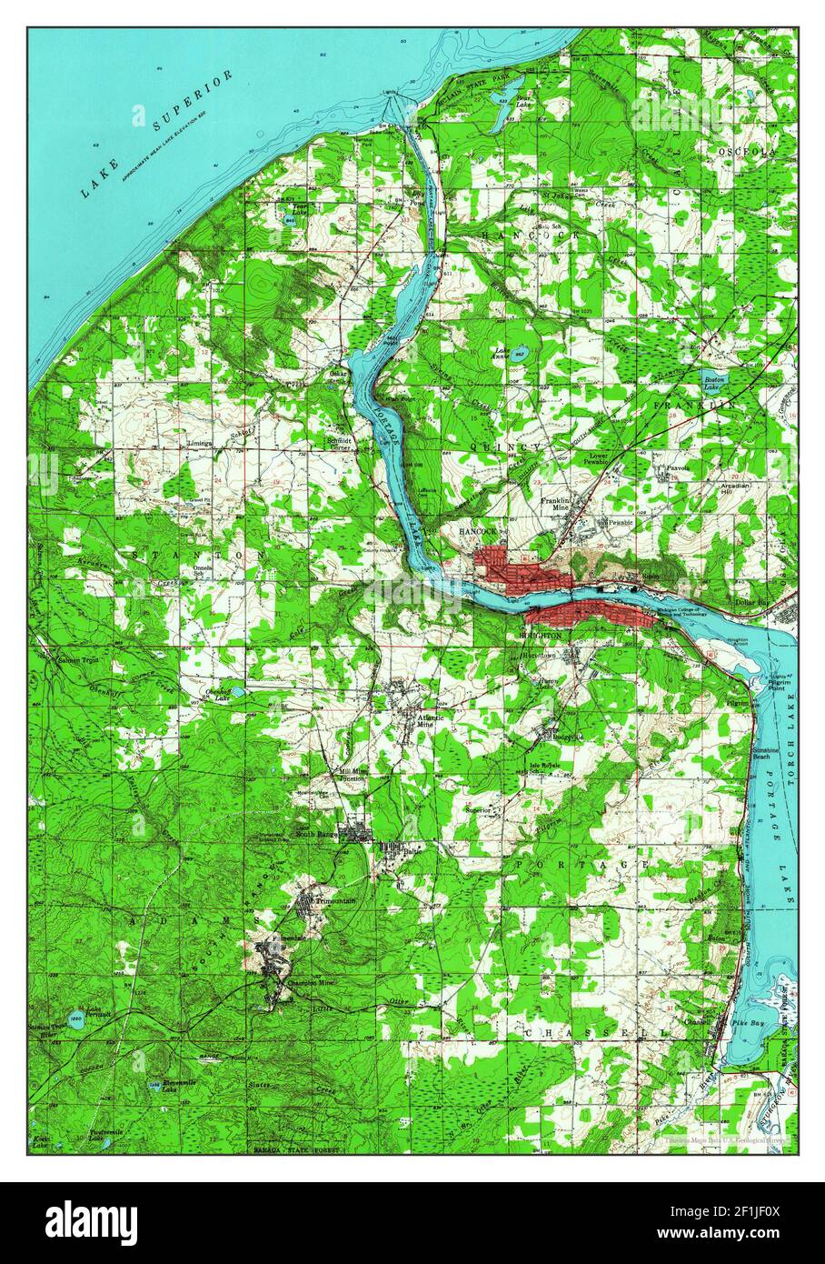 Houghton, Michigan, map 1954, 1:62500, United States of America by 