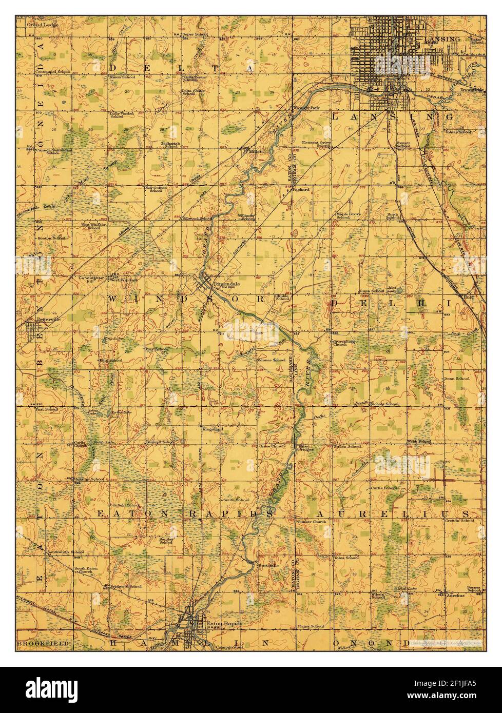 Antique map of lansing Cut Out Stock Images &amp; Pictures - Alamy