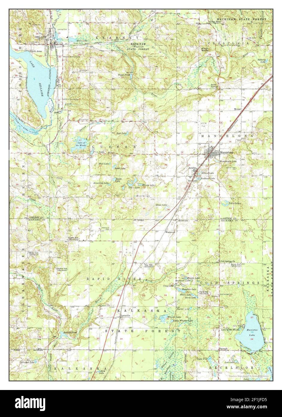 Mancelona, Michigan, map 1956, 1:62500, United States of America by Timeless Maps, data U.S. Geological Survey Stock Photo