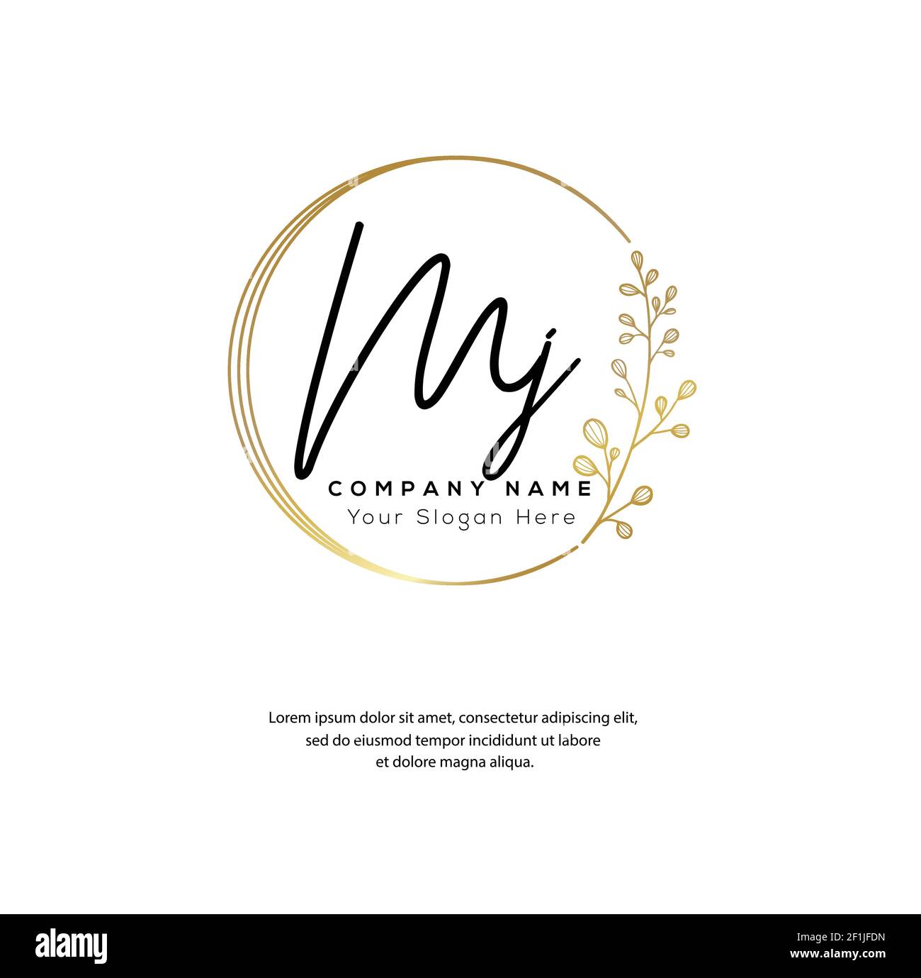 M J MJ Initial letter handwriting and signature logo. Beauty vector initial logo .Fashion, boutique, floral and botanical Stock Vector