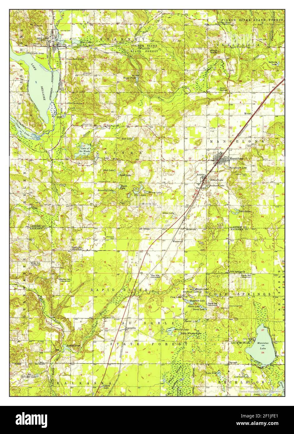 Mancelona, Michigan, map 1956, 162500, United States of America by