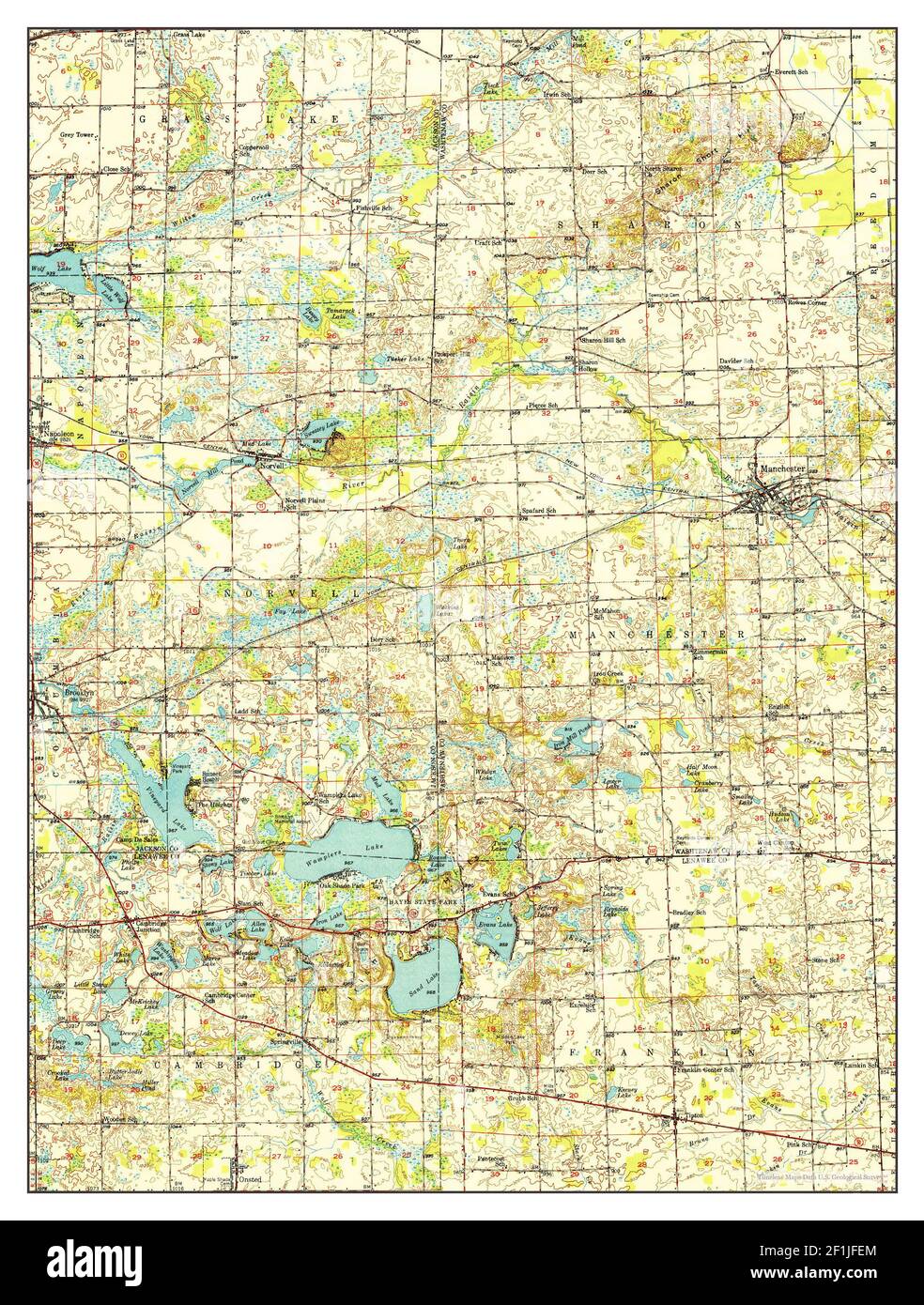 Manchester, Michigan, map 1949, 162500, United States of America by