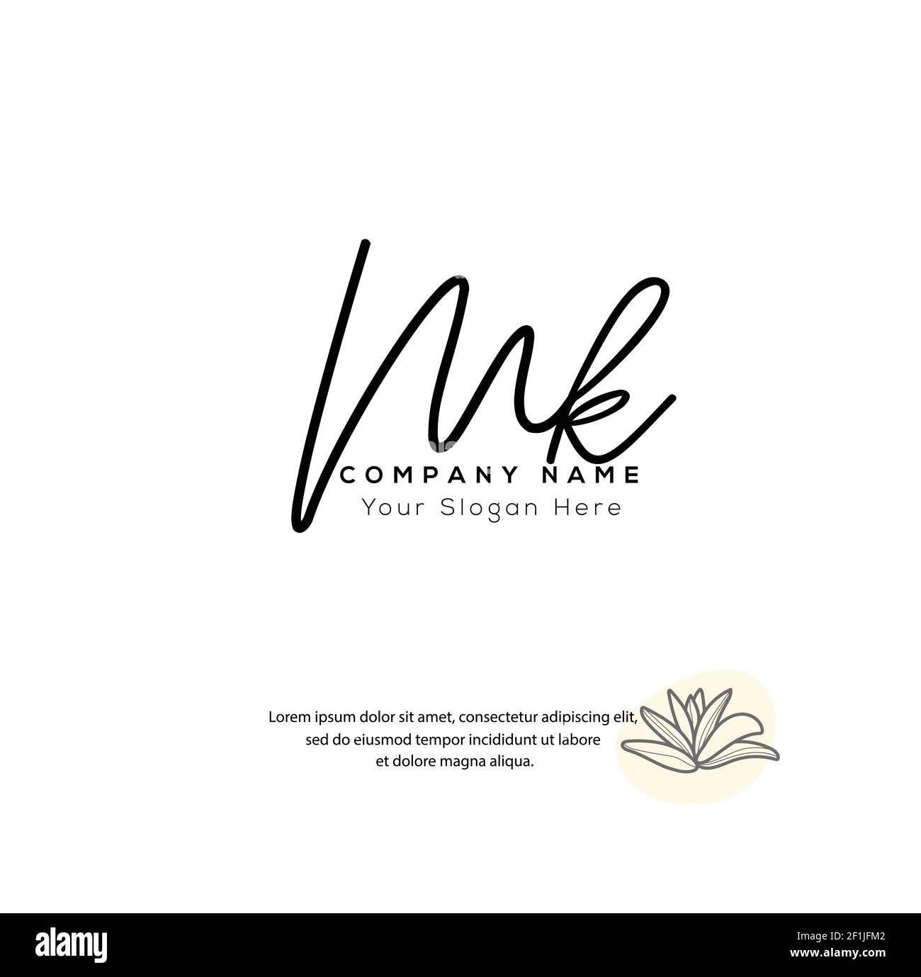 M K MK Initial letter handwriting and signature logo. Beauty vector initial logo .Fashion, boutique, floral and botanical Stock Vector