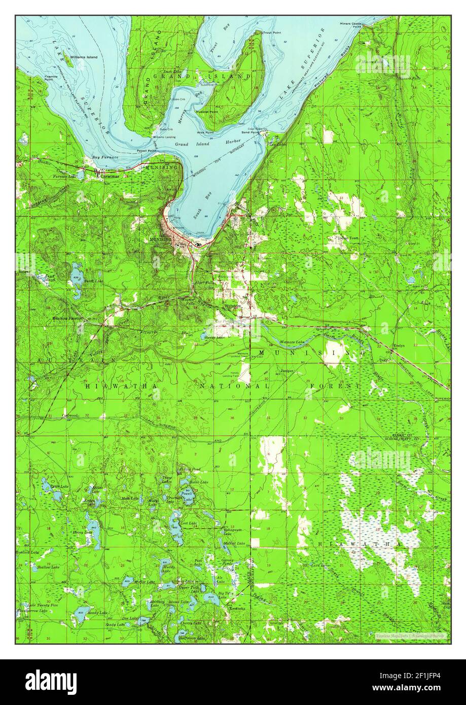 Munising, Michigan, map 1958, 162500, United States of America by Timeless Maps, data U.S