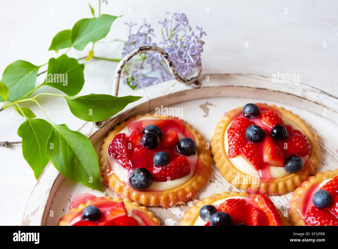 Strawberry & blueberry tarts Stock Photo