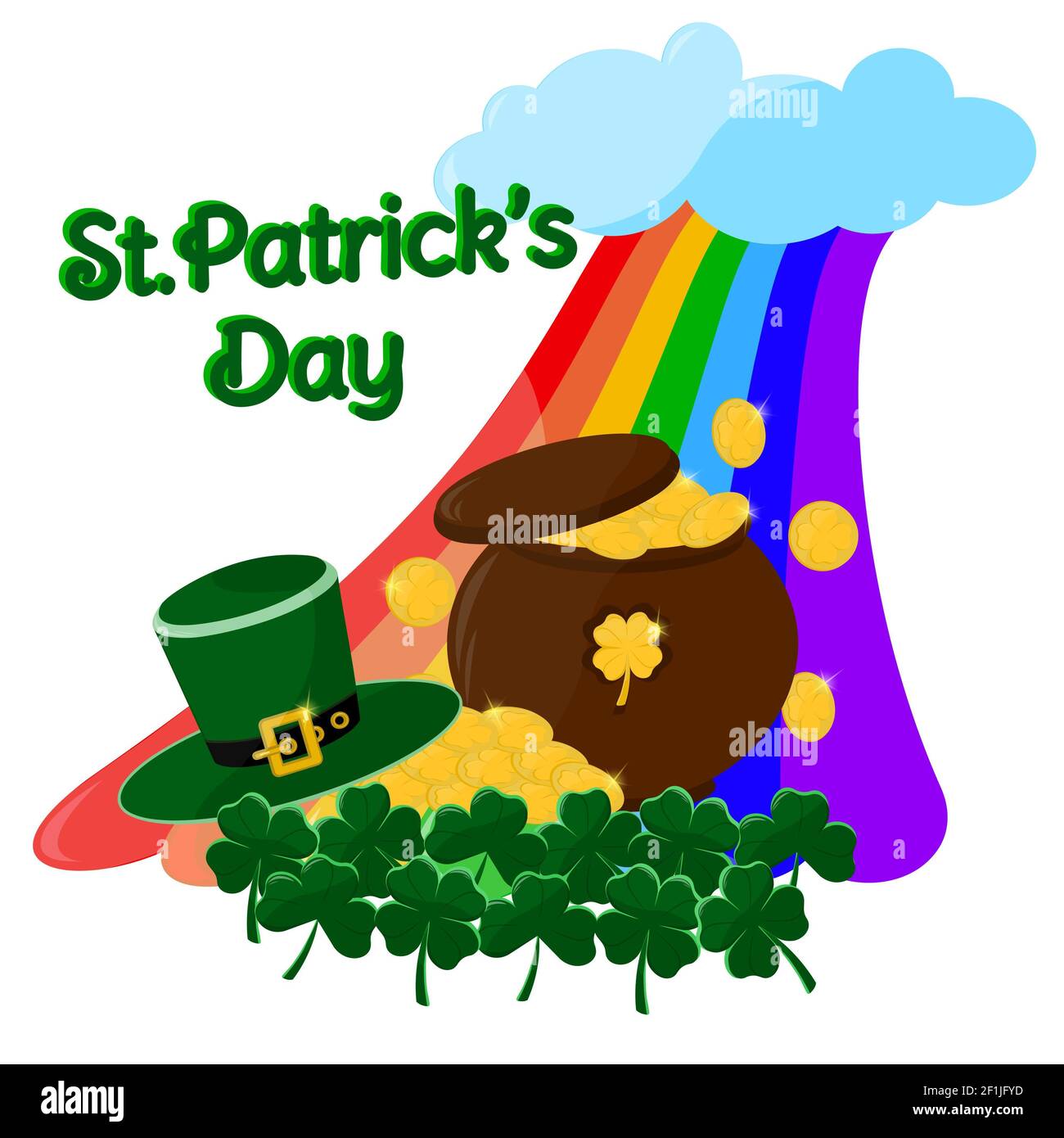 Illustration Of St Partik s Day Celebration Pot Of Coins Rainbow Illustration Of St Partik s Day Celebration Pot Of Coins Rainbow