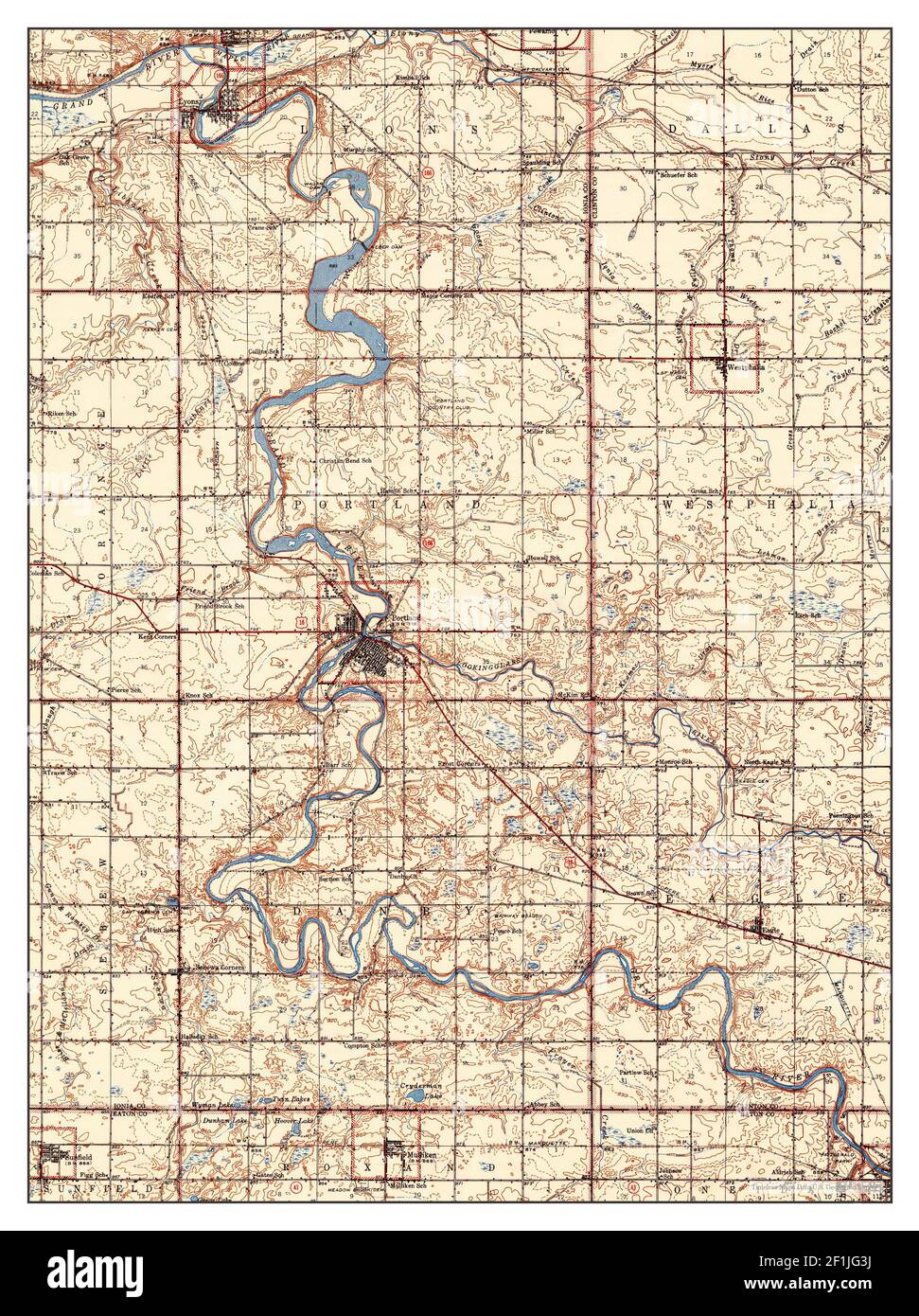 Map of portland michigan Cut Out Stock Images & Pictures - Alamy