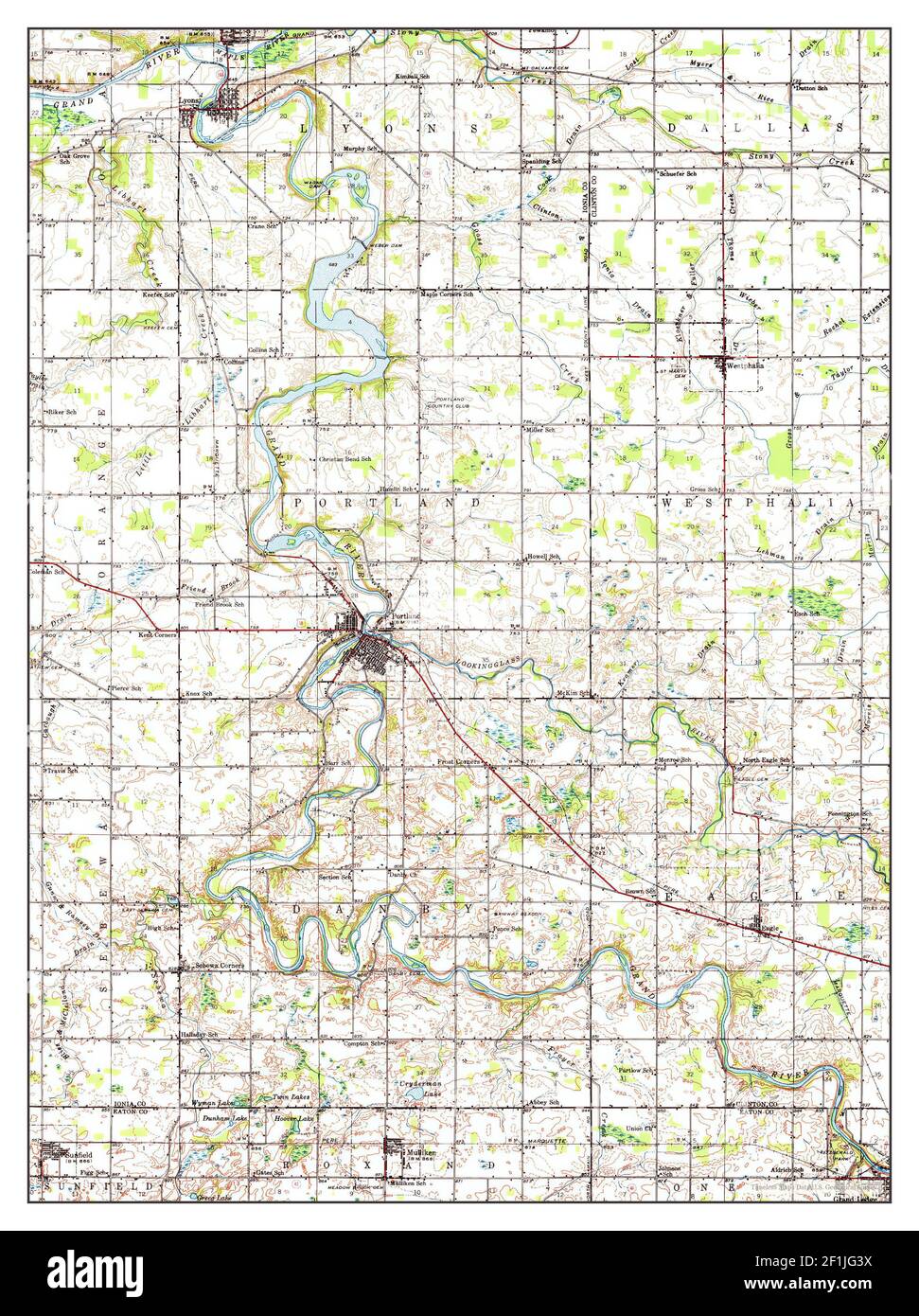 Portland michigan map Cut Out Stock Images & Pictures Alamy