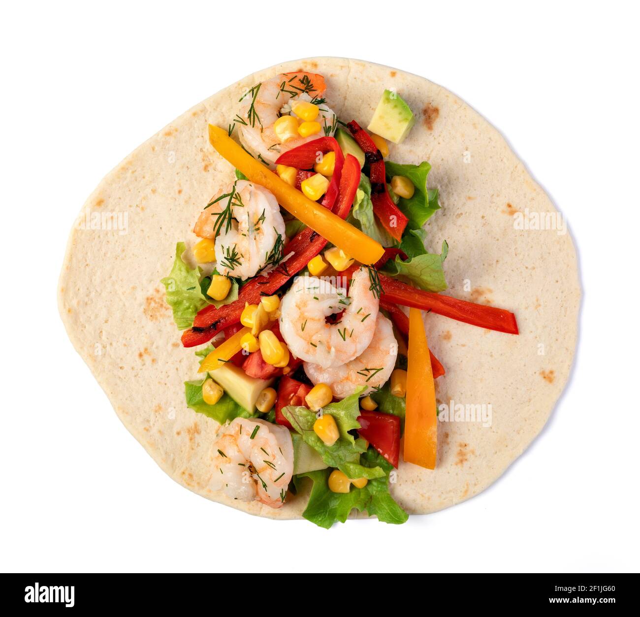 Burrito with vegetables and tortilla Stock Photo