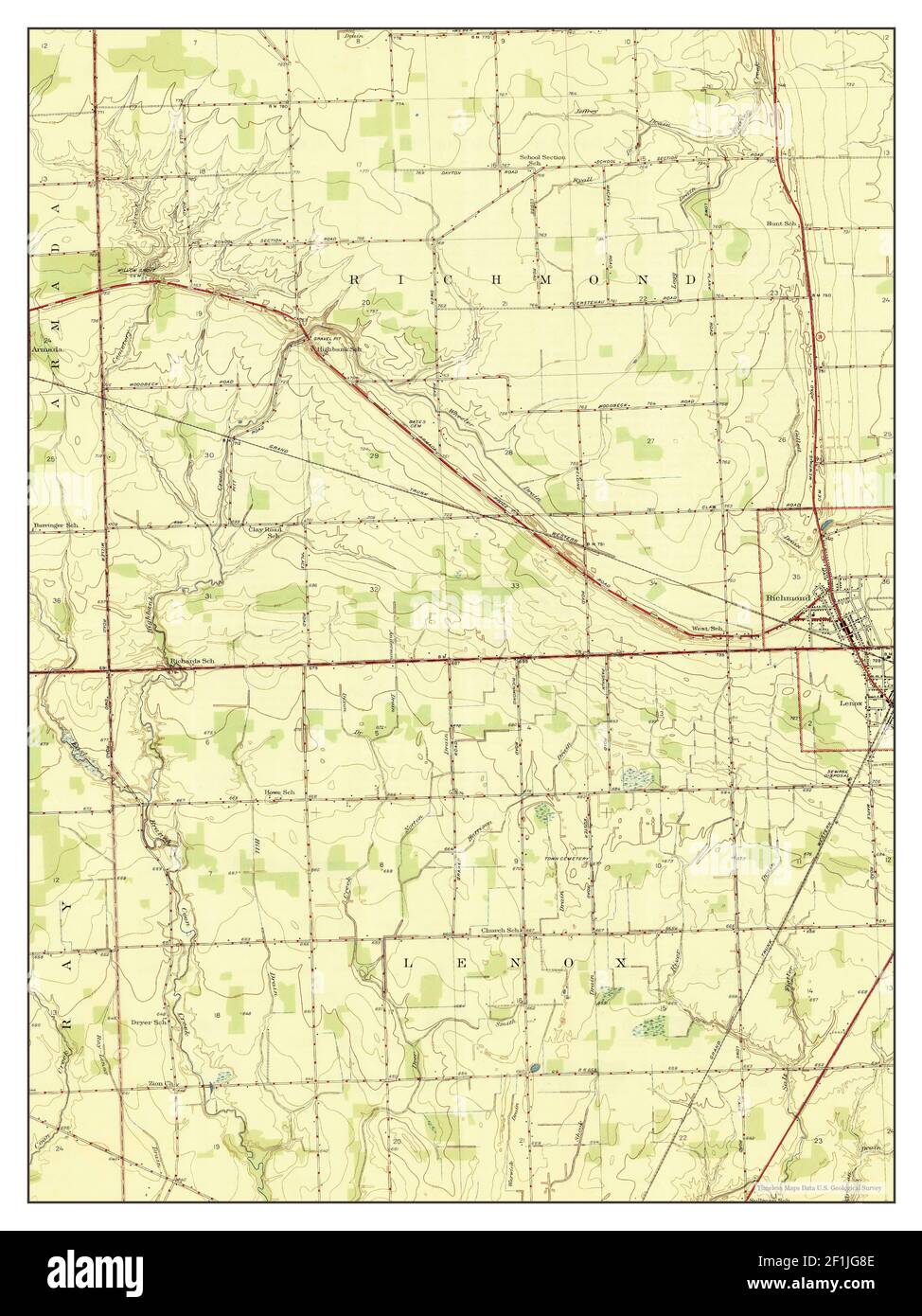 Richmond, Michigan, map 1945, 124000, United States of America by