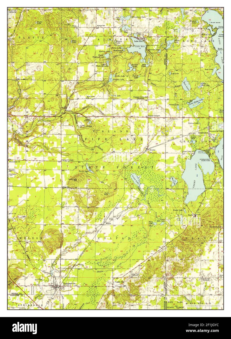 Thompsonville, Michigan, map 1956, 162500, United States of America by