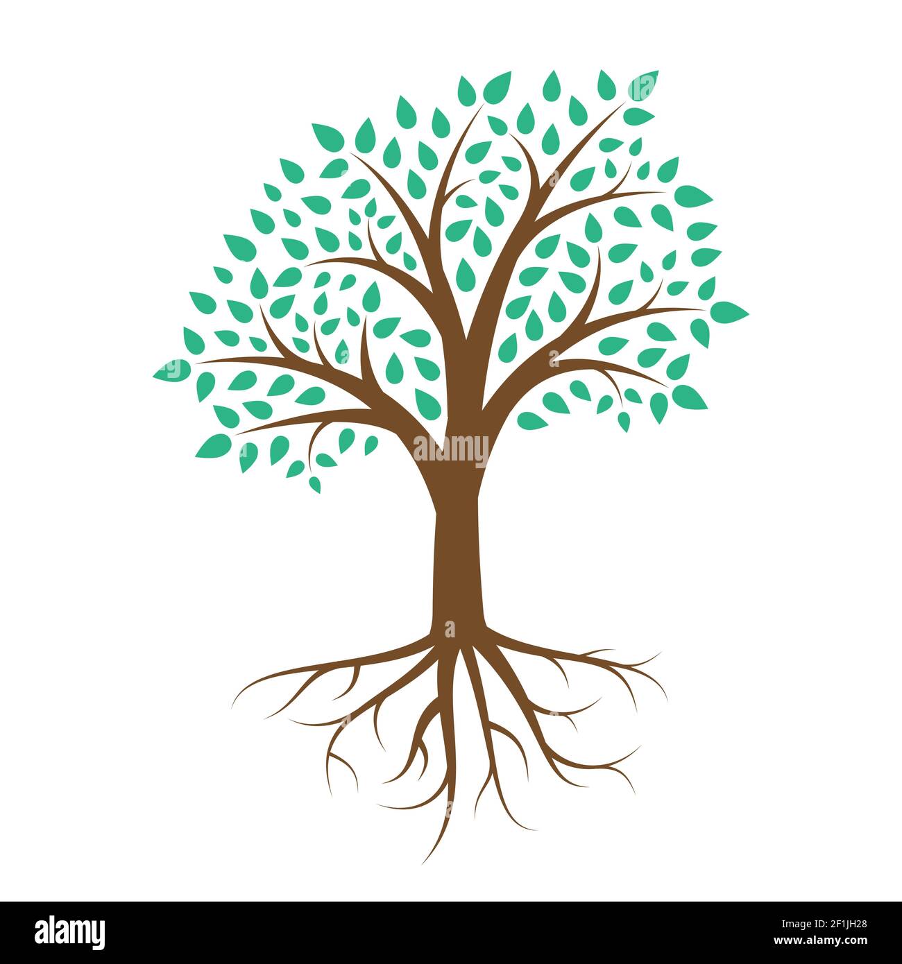 Green tree with leaves on white background Stock Vector