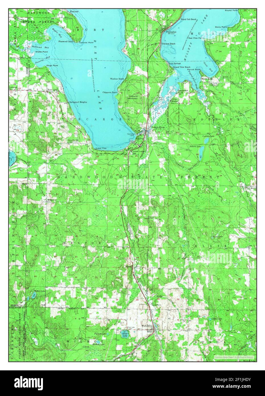 Wolverine, Michigan, map 1957, 162500, United States of America by