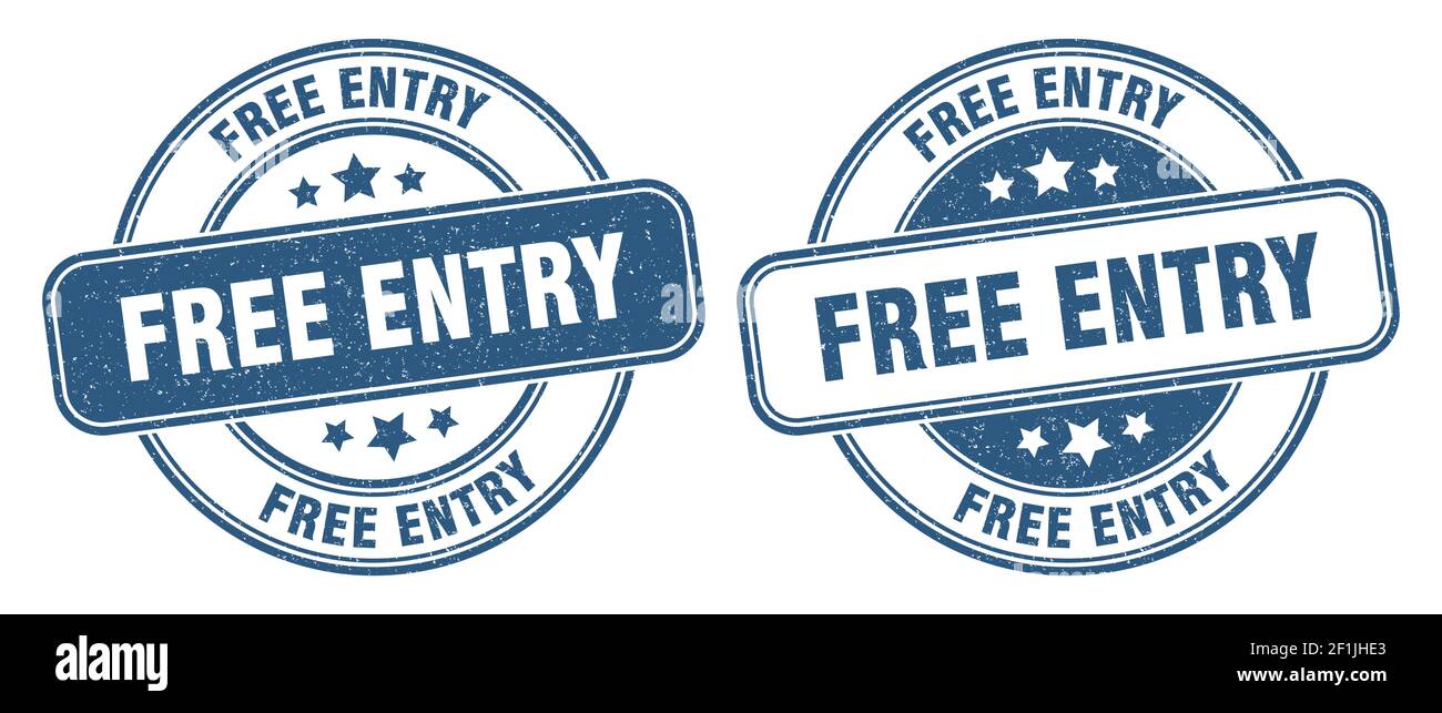 free entry stamp. free entry sign. round grunge label Stock Vector
