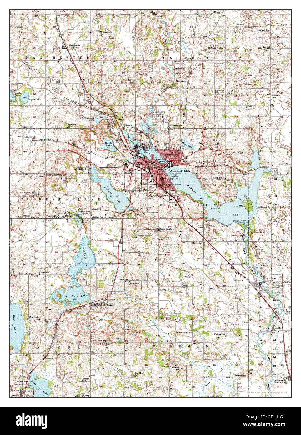 Albert Lea, Minnesota, map 1954, 162500, United States of America by