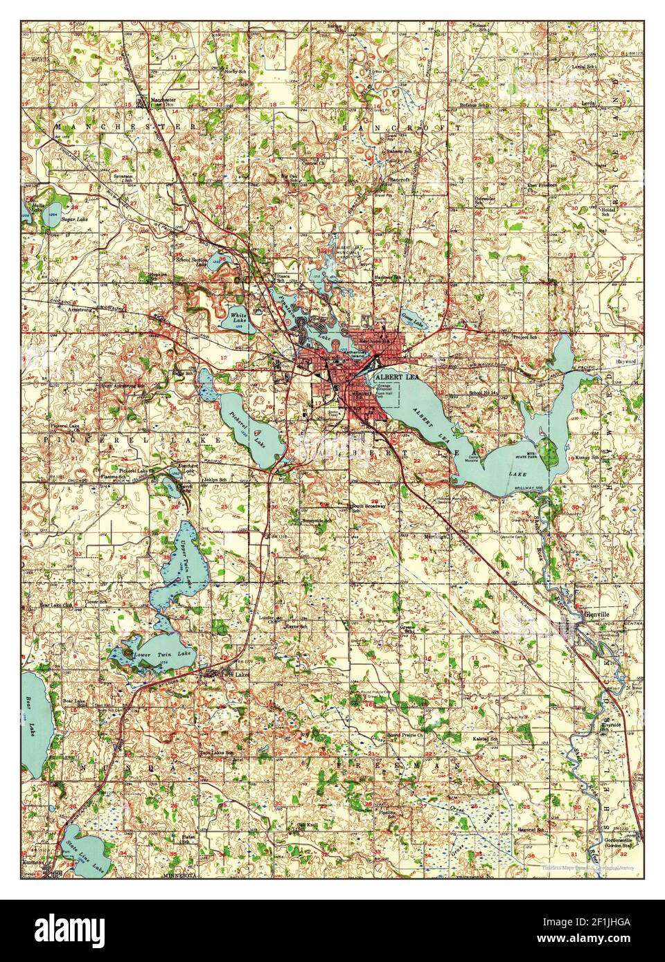 Albert Lea, Minnesota, map 1954, 162500, United States of America by