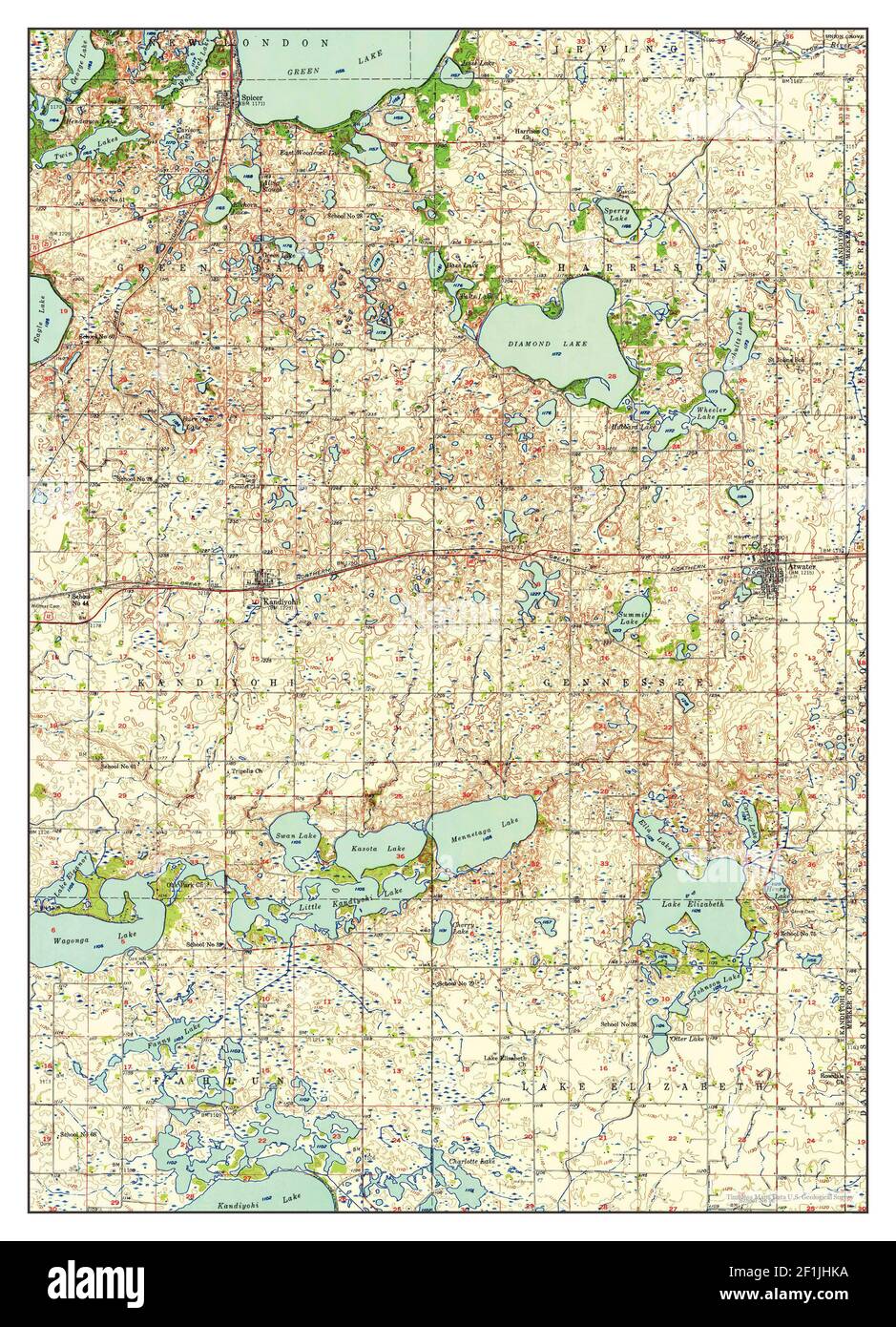 Atwater, Minnesota, map 1956, 162500, United States of America by