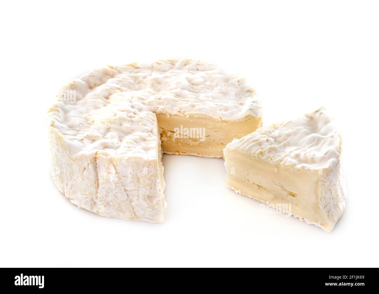 french camembert in front of white background Stock Photo