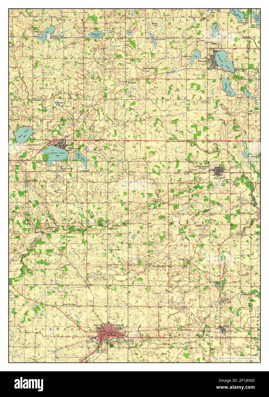 Glencoe, Minnesota, map 1958, 162500, United States of America by