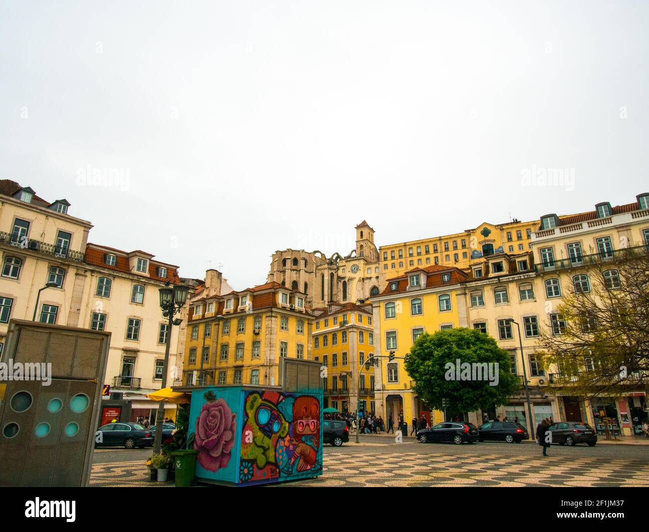Rossio square in Lisbon, the most important square in the Portuguese capital Stock Photo