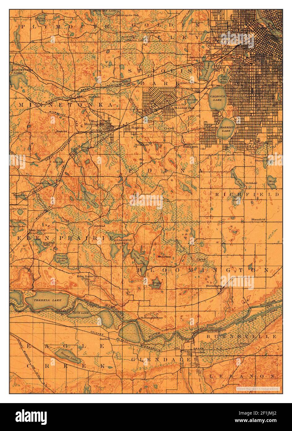 St Paul, Minnesota, map 1896, 1:62500, United States of America by Timeless  Maps, data U.S. Geological Survey Stock Photo - Alamy