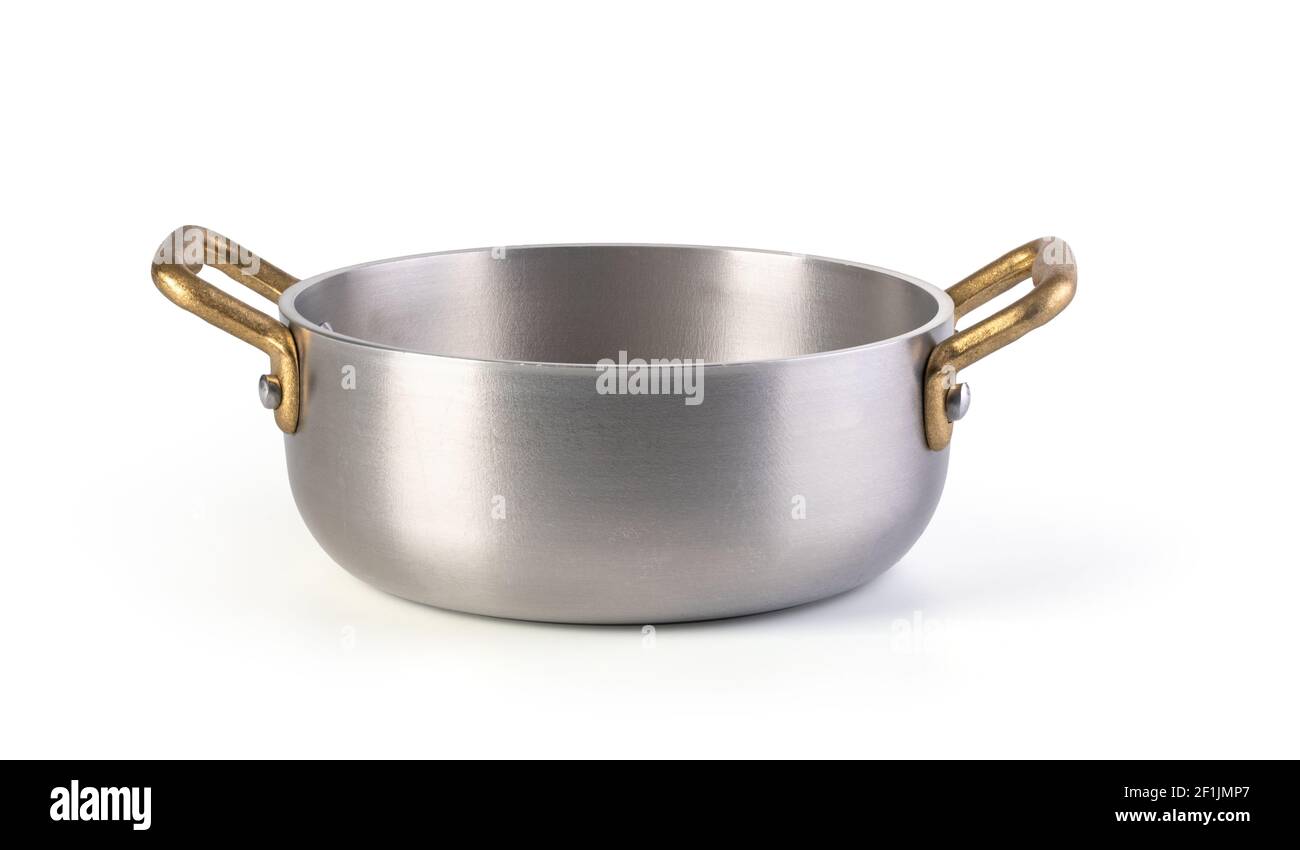 Stainless saucepan on white Stock Photo