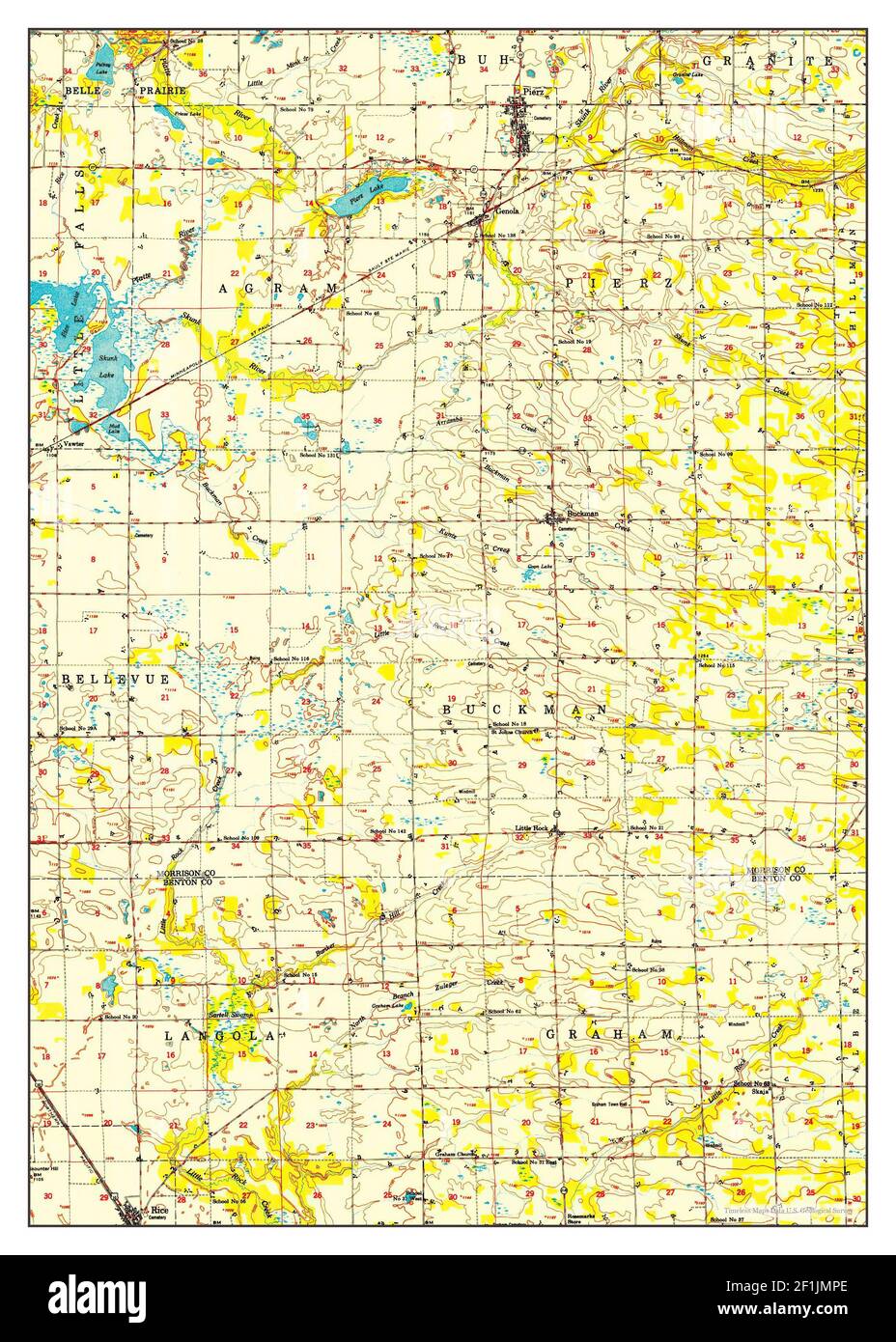 Pierz, Minnesota, map 1950, 1:62500, United States of America by Timeless Maps, data U.S. Geological Survey Stock Photo