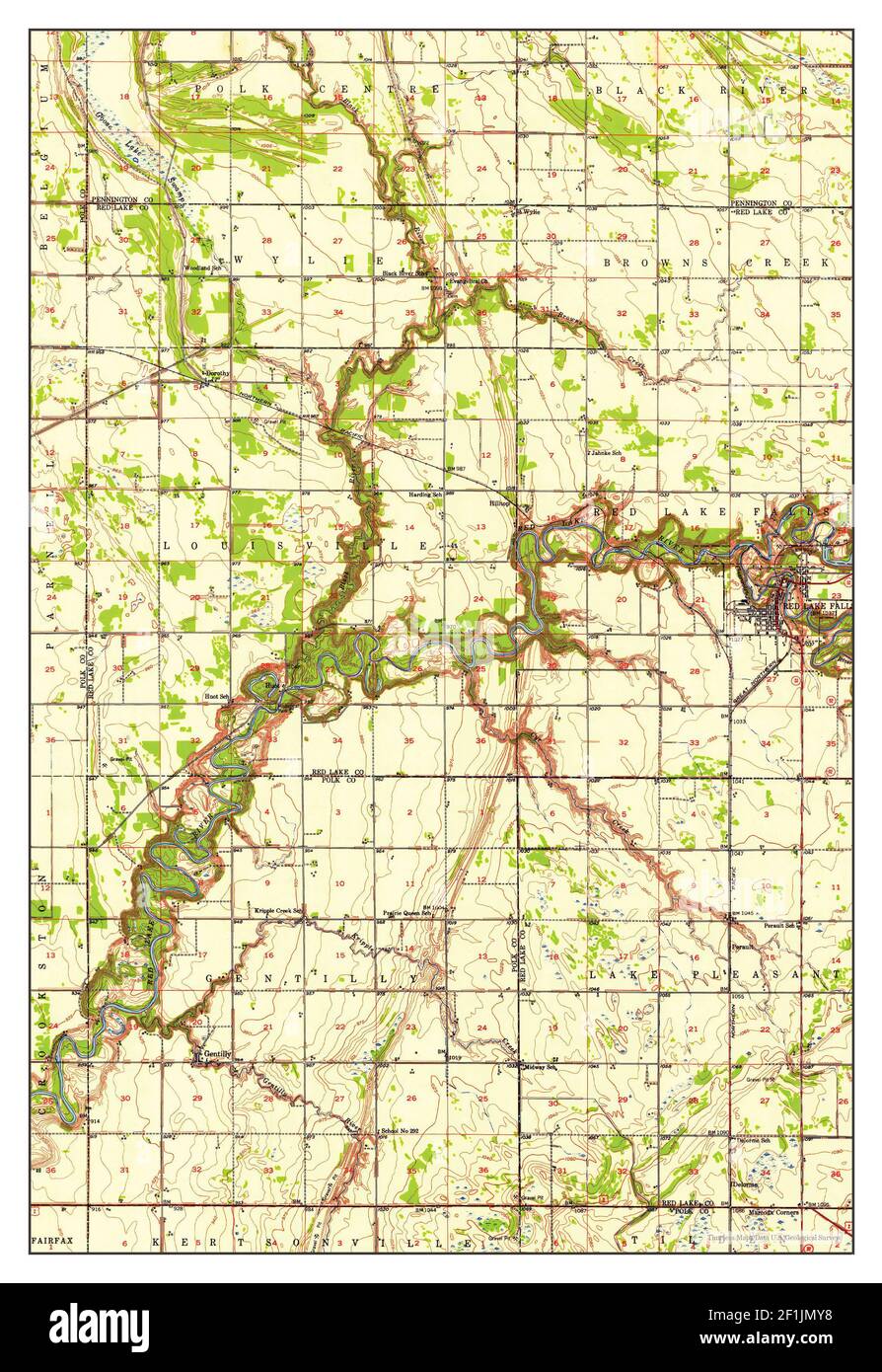 Red Lake Falls, Minnesota, map 1952, 162500, United States of America