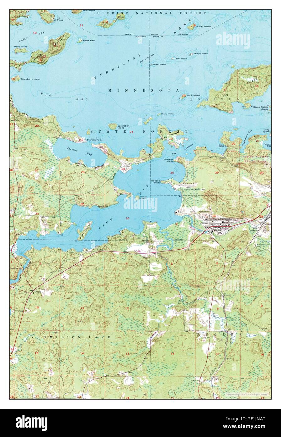 Tower, Minnesota, map 1956, 124000, United States of America by
