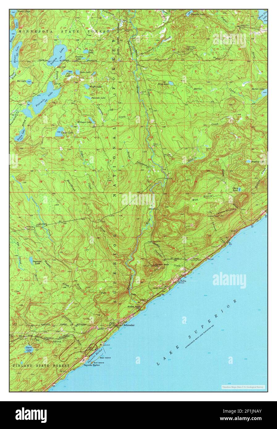 Tofte, Minnesota, map 1955, 162500, United States of America by