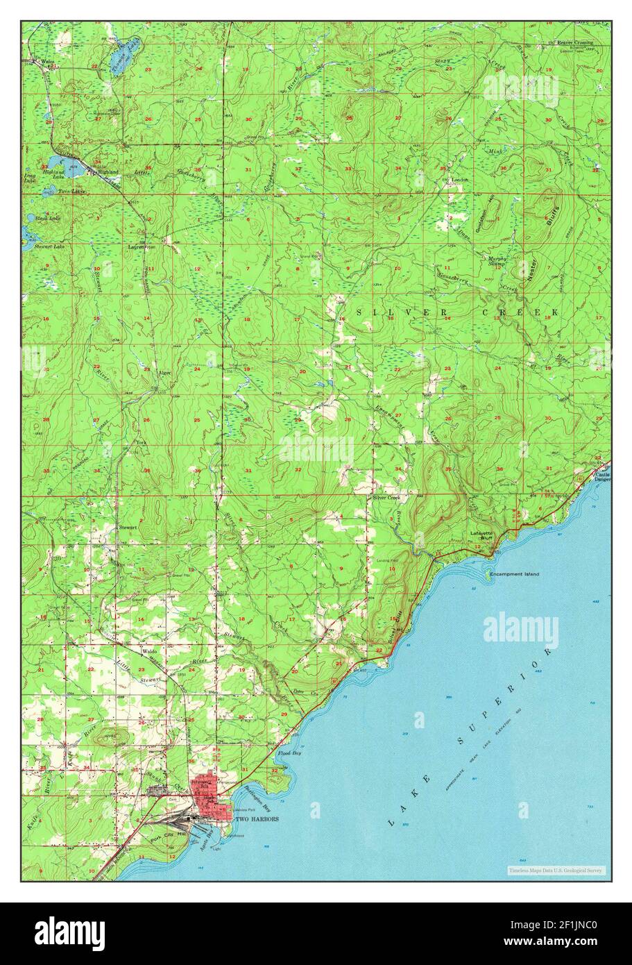 Two Harbors, Minnesota, map 1957, 1:62500, United States of America by Timeless Maps, data U.S. Geological Survey Stock Photo