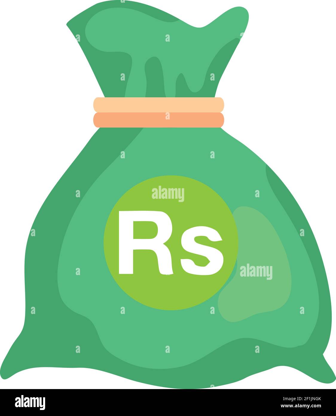 Pakistani Currency Note Bag icon in Green color for Apps and Websites, PKR Bag Sign, Pak Rupee Bag,Pakistani Note Bag icon, RS  Sign, Note in Green, Stock Vector