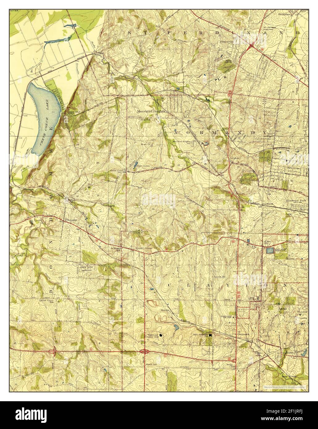 Creve Coeur, Missouri, map 1940, 124000, United States of America by Timeless Maps, data U.S
