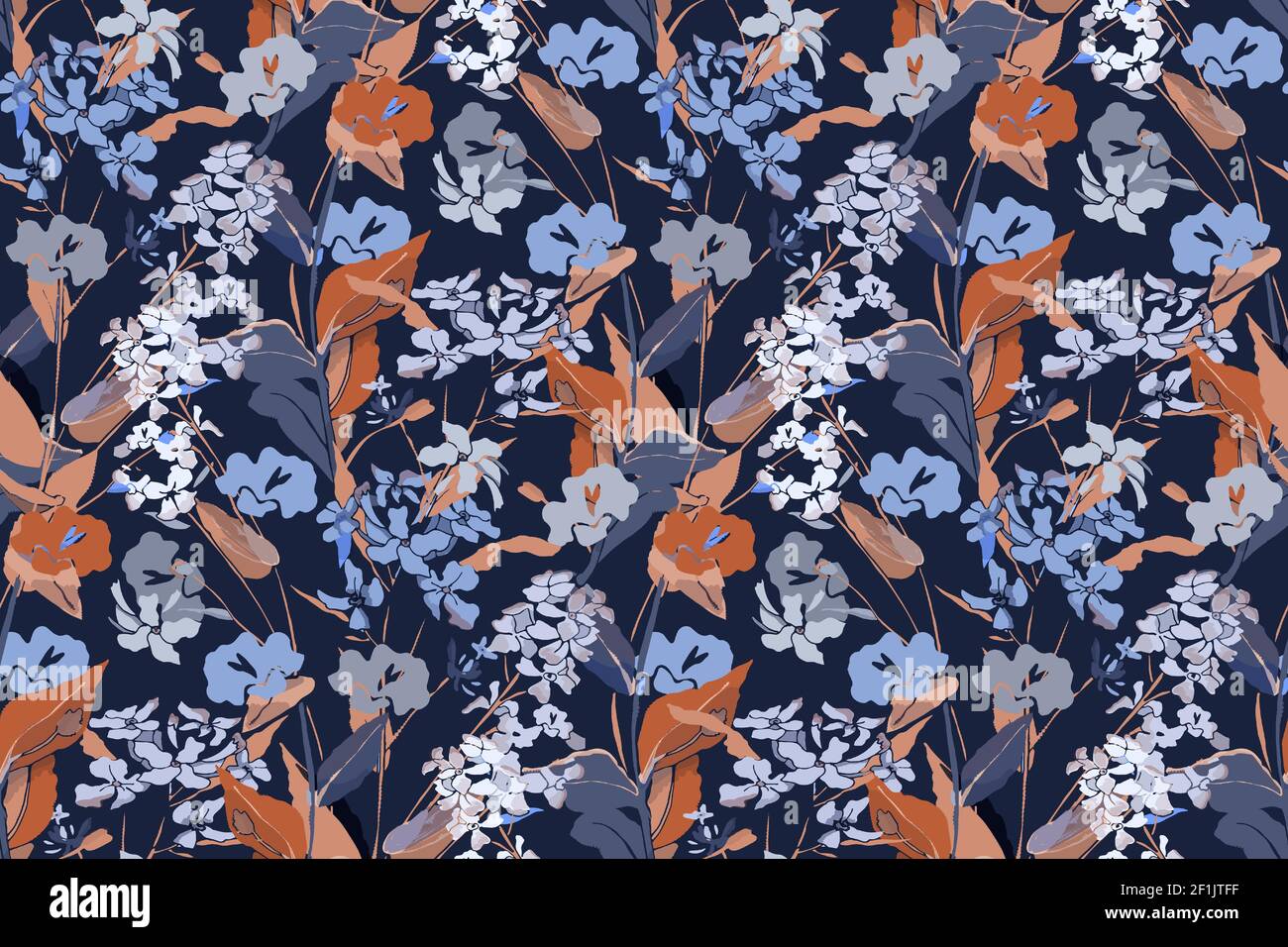 Meadow flowers and herbs. Vector floral pattern Stock Vector Image ...