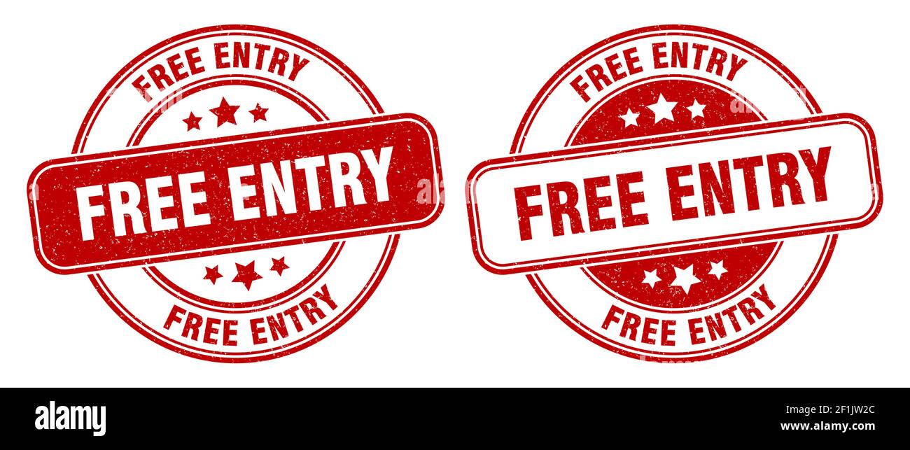 free entry stamp. free entry sign. round grunge label Stock Vector