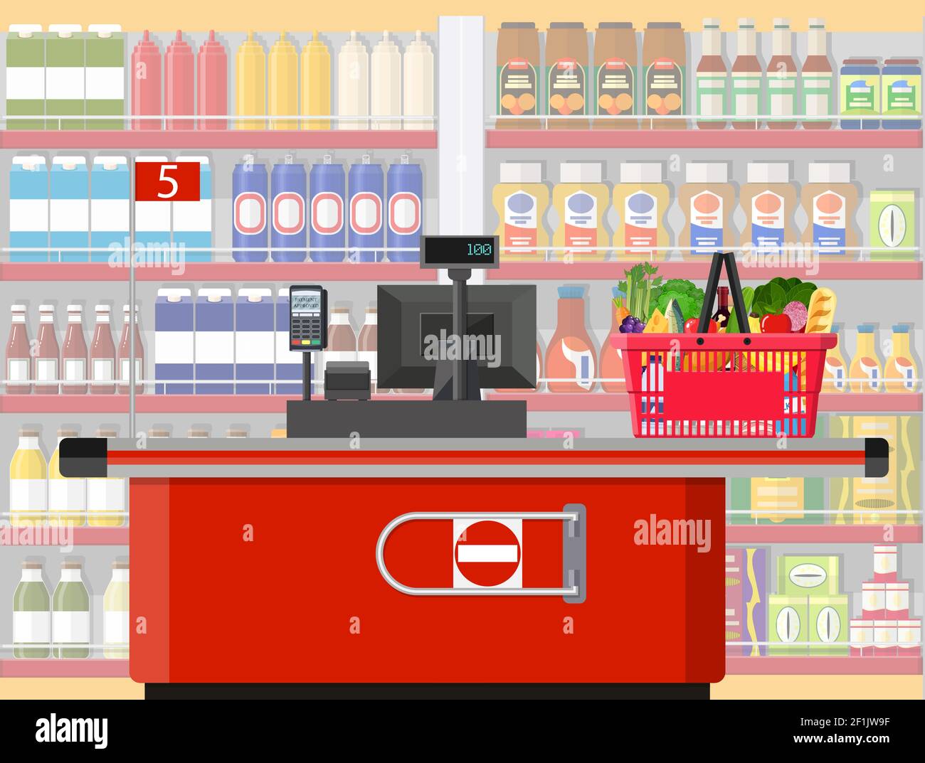 Supermarket store interior with goods Stock Vector Image &amp; Art - Alamy