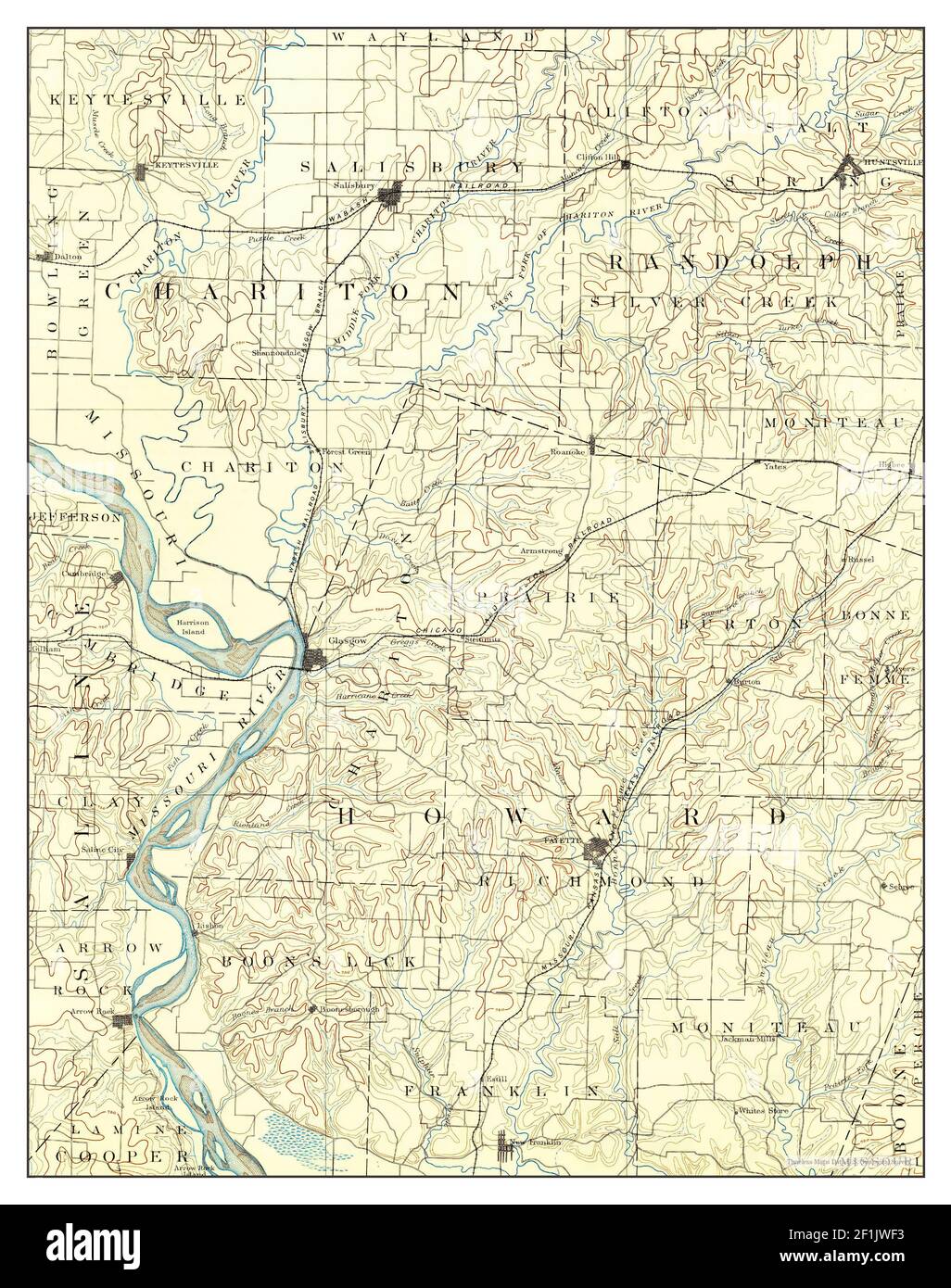 Glasgow, Missouri, map 1890, 1125000, United States of America by