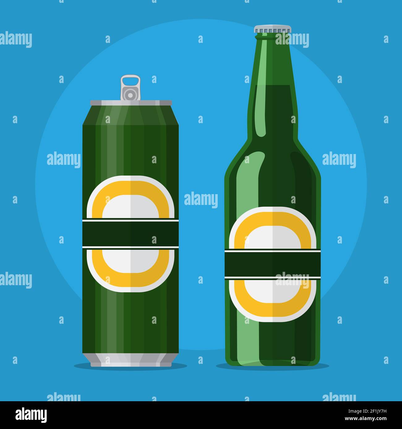Green Bottle And Can With Beer On Blue Background Stock Vector Image Art Alamy Green Bottle And Can With Beer On Blue Background Stock Vector Image Art Alamy