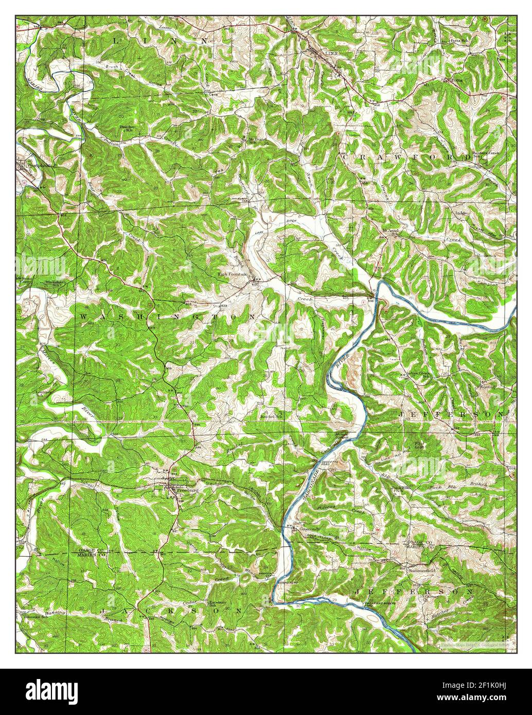 Linn, Missouri, map 1942, 162500, United States of America by Timeless
