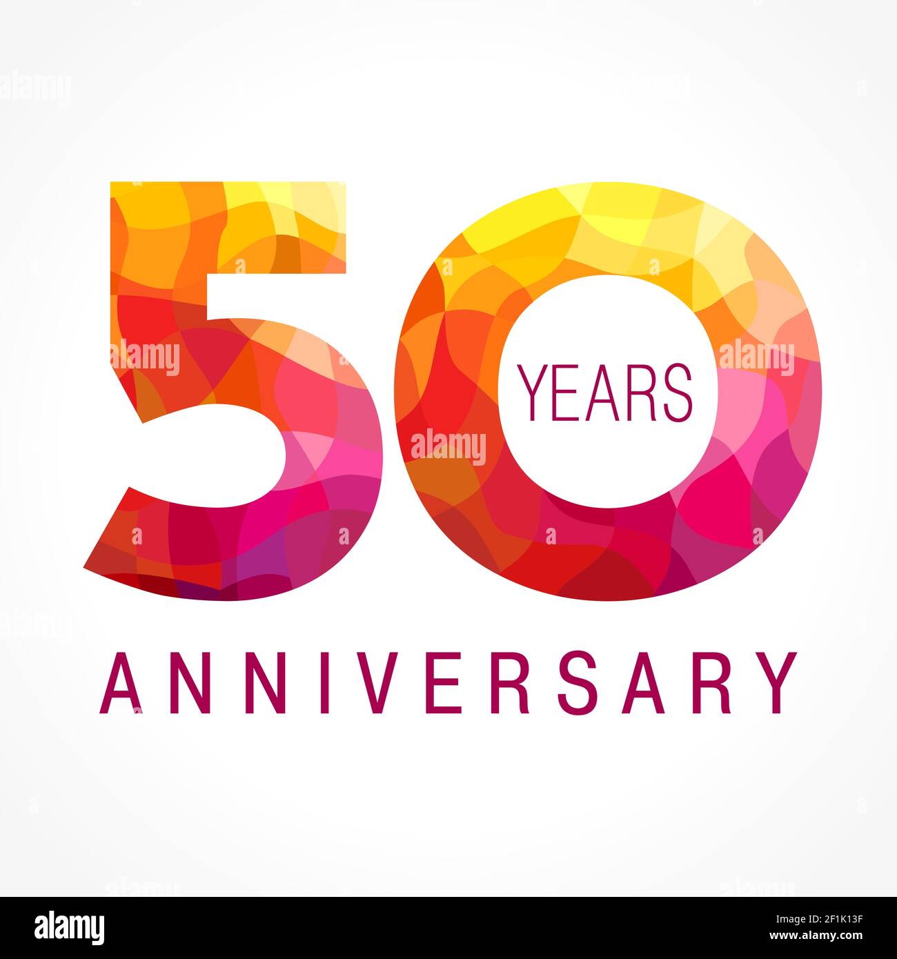 50 years old celebrating fiery logo. Anniversary flamed year of 50 th. Vector congrats flamy 0 numbers. Flaming greetings celebrates with volume. Stai Stock Vector