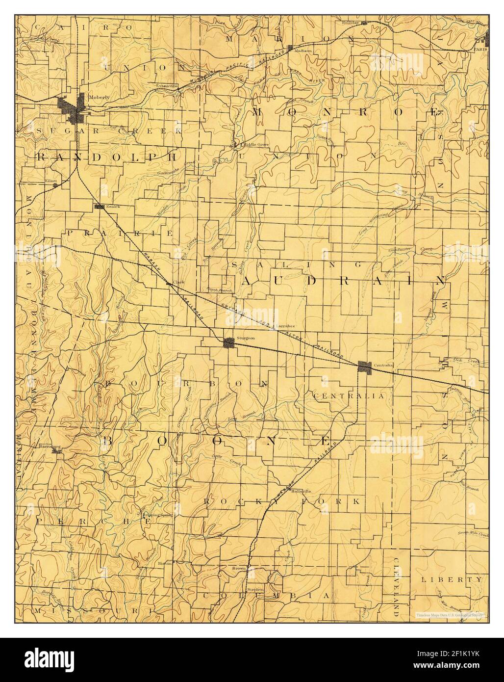Moberly, Missouri, map 1890, 1125000, United States of America by Timeless Maps, data U.S